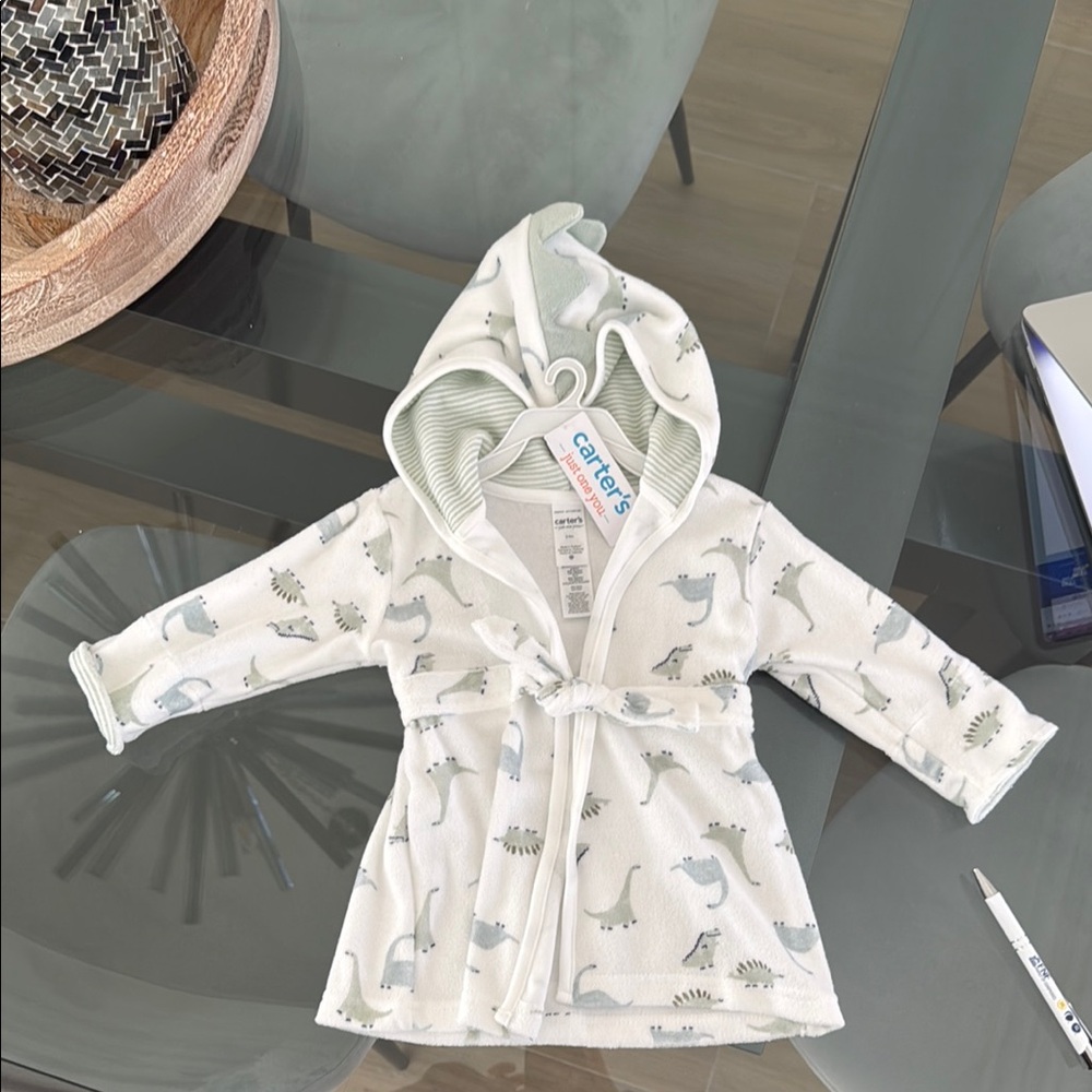 Carter's White and Green Dinosaur Kids Pajamas